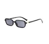 H HELMUT JUST Gafas de sol retro rectangulares para mujer Vintage Fashion Trendy Funny Small 90s Square Sunnies (Negro brillante/Gris)
