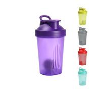 H HOME UNIVERSAL Botella Shaker 400ml con Mixball - Agitadora para Proteínas en Polvo, Sin Fugas, Plástico Resistente con Tapa, Ideal para Fitness, Gimnasio y Deportes (Morado)