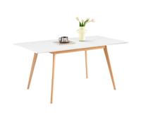 H.J WeDoo Mesa Comedor Extensible Rectangular de Madera, Diseño Escandinavo, para Salón y Cocina, 4-6 Personas, 120-160 cm x 80 cm x 75 cm, Blanco
