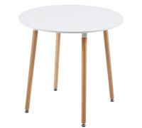 H.J WeDoo - Mesa de Comedor escandinava, diámetro 90 cm, Estilo nórdico Moderno en Madera, Color Blanco