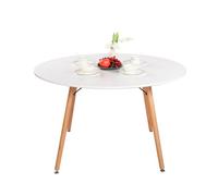 H.J WeDoo Mesa de Comedor Madera de Diseño Escandinavo 4 Patas Patas de Haya Natura 120x73.5 cm Blanco