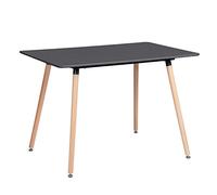 H.J WeDoo Mesa de Comedor Rectangular 110 x 70 x 75 cm para Cocina/Comedor - Mesa de Cocina Retro con Patas de Madera de Haya y Tablero de MDF Brillante -para 4 Personas, Color Negro
