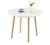 H.J WeDoo Mesa de Comedor Redonda Mesa de Cocina Madera, Ronda Patas de Haya 100 * 74.5 cm Blanco