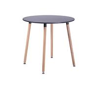 H.J WeDoo Mesa Redonda Comedor Cocina 80cm - Madera de Haya Natural, Diseño Escandinavo Moderno con Patas Robustas, Mesa de Centro/Salón para Hogar (Color Negro)