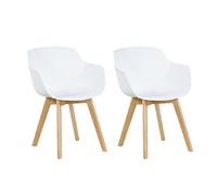 H.J WeDoo Pack de 2 Sillas de Comedor Estilo Nórdico Sillón Escandinava con Las Piernas de Madera de Haya Maciza, SGS Probado, Adecuado para La Cocina, Sala De Estar, Sillas De Oficina,Blanco