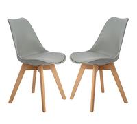 H.J WeDoo Pack de 2 Sillas de Comedor Sillas Escandinava, Pata Madera de Haya y Asiento Acolchado, Estilo Nórdico - Gris
