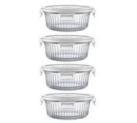 H.JSS WDJS Recipientes redondos de vidrio de 12 onzas con tapas herméticas, juego de recipientes redondos de vidrio de 1.5 tazas, resistentes al calor, sin BPA, para sopa, sobras, microondas