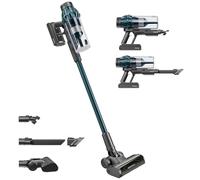 H.Koenig - Aspirador 2 en 1 inalámbrico UPX32, Autónomo hasta 50 min, 3 velocidades de aspiración, 400W, Ligero y Compacto, 4 Accesorios incluidos, Cepillo led, Azul
