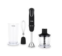H.Koenig Batidora de Mano Potente, 850 W, 6 velocidades, 4 Funciones, 2 Cuchillas, MIX75, 750 W, Vidrio, 5, Negro/Acero Inoxidable