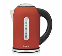 H.Koenig BOE54 Hervidor de Agua Eléctrico Pequeño, 2200 W, Capacidad 1.7 L, Base 360º, Temperatura Hasta 100º En Tiempo Récord, Rojo/Negro