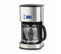 H.Koenig Cafetera de Filtro Programable de Acero Inoxidable 1.5L MG30, 1000W Jarra Graduada de Vidrio, Sistema Antigoteo, Pantalla LCD, Apagado Automático, Portafiltro Lavable Extraíble