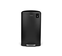 H.Koenig Cubo de Basura con Pedal, Metal, Negro, 40 L