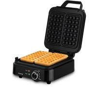 H.Koenig GFX420 Máquina Compacta para Hacer Gofres, 1200 W, Temperatura Ajustable, Negra