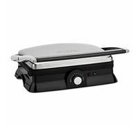 H.Koenig GR20 Parrilla Eléctrica, Grill y Sandwichera, 2000 W, Temperatura hasta 230º, Revestimiento Antiadherente, Apertura 180º, Acero Inoxidable, Negro/Gris, Dimensiones 29.7 x 23 cm