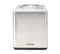 H.Koenig HF340 Máquina Para Hacer Helados Caseros y Sorbetes Profesionales, Heladera Con Compresor, 180 W, 2 Litros, Preparación 30 Mins, Pantalla LCD, Conservación En Frío, Acero Inoxidable