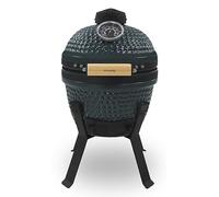 H.Koenig Kamado YOKO13, Barbacoa Japonesa de Carbón Cerámico 32cm, Cocción Lenta/Grill/Ahumador, Termómetro Incorporado, Hasta 450°C, Distribución Uniforme de Calor, 2 Personas, Negro