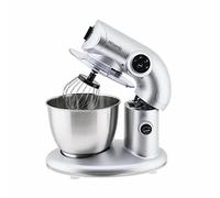 H.Koenig KM80 Robot de cocina profesional Multifunción 5.5L Acero Inoxidable Gris, Robot pastelero de 4 Velocidades, Batidor, Mezclador, Gancho Amasador, Tapa Antisalpicaduras, Potente 1000W