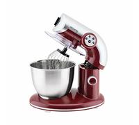 H.Koenig KM80 Robot de cocina profesional Multifunción 5.5L Acero Inoxidable Rojo, Robot pastelero de 4 Velocidades, Batidor, Mezclador, Gancho Amasador, Tapa Antisalpicaduras, Potente 1000W