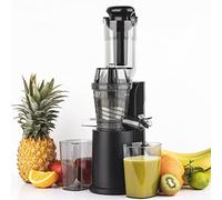 H.Koenig Licuadora para Frutas y Verduras de Prensado en Frío, Extractor de Jugos, 0.8 Litro, 60 RPM, 250 W, Libre de BPA, Negro GSX16, 44 Decibelios, Plástico