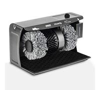 H.Koenig Limpiador de zapatos Eléctrico U600, Limpiabotas y Abrillantador Pro con dispensador de cera líquida y 2 cepillos de pulido con ceras suaves y 1 cepillo de limpieza con cerdas duras, 120W