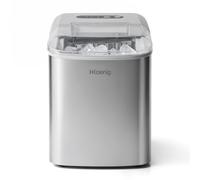 H.Koenig Máquina para Hacer Hielo, Silenciosa, 120 W, Capacidad 12 kg, Entre 10 y 13 Minutos, 2 Tamaños de Cubitos, Gris, Acero Inoxidable KB14