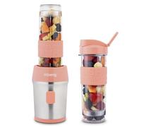 H.Koenig Mini batidora Smoothie maker Compacto 570mL SMOO10 Sin BPA Potente 300W, Batidora de Smoothie 2 Botellas Portátiles, 4 Cuchillas de Acero Inoxidable, Coral