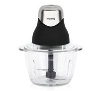 H.Koenig Mini Picadora Eléctrica Negro Mate LEO8 Bol de vidrio graduado y resistente 1L Cuchillas de acero inoxidable, Fácil de usar, Verduras, Carne, Especias, Frutos secos, Tapa de almacenamiento