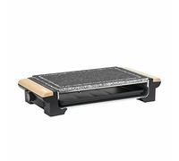 H.Koenig Raclette eléctrica 2 en 1 y piedra de cocción para 8 personas RP320 multifunción, Gran piedra de granito, Parrilla eléctrica Carne Verduras Mesa barbacoa, Bandeja extraíble, Fácil limpieza