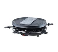 H.Koenig Raclette Profesional Multifunción RP80 para 8 personas, Piedra de granito, Grill, Cocción de fondue de queso, Accesorios 8 sartenes antiadherentes, Plancha extraíble Fácil de limpiar