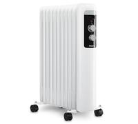 H.Koenig Radiador de baño de aceite WARM110, 3 niveles de potencia, Radiador eléctrico, Bajo consumo, Desconexión automática, Termostato regulable, Radiador blanco móvil, 2500 W