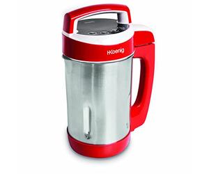 H.Koenig Sopera Eléctrica y Licuadora, Máquina para Hacer Sopas, Batidos, o Compotas, 1.1 litros, 850 W, 4 Programas, Acero Inoxidable, Rojo MXC18, plástico