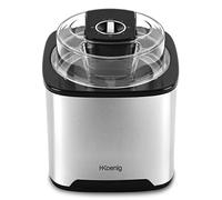 H.Koenig SRB80 Máquina Para Hacer Helados, Capacidad 2L, Acero Inoxidable, 30 a 40 Min De Preparación, Rápida, 30 rpm, Apagado Automático, Tapa Transparente, Cuenco Extraíble, 12 W