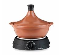 H.Koenig TAJ3 Tajín Eléctrico de Barro, Olla de Cocción Lenta, Asa, Acero Inoxidable, Tajines y Cuscús, Termostato Regulable