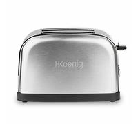 H.Koenig TOAS7 Doble, Tostadora 2 Ranuras Largas y Anchas, Potencia 850 W, 6 Niveles de Tostado, Bandeja de Migas Extraíble, Diseño Moderno en Acero Inoxidable, 28 x 17.3 x 18.5 Cm, Plateado