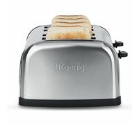 H.Koenig TOS14 Pan, Tostadora 4 Ranuras Largas y Anchas, Potencia 1500 W, 6 Niveles de Tostado, Bandeja de Migas Extraíble, Diseño Moderno en Acero Inoxidable, 29.6 x 28.3 x 17.9 Cm, 1700, PLATA