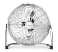H.Koenig Ventilador de pie JOE32, 45 cm, 100 W, 3 velocidades, inclinación regulable, 3 aspas, pies antideslizantes, silenciador, metal cromado