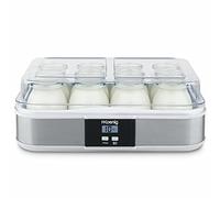 H.Koenig Yogurtera 12 potes ELY120, Capacidad 12 x 160 ml, Programable, Pantalla LCD, Cuerpo de acero inoxidable, Sin BPA, Apta para lavavajillas, Apagado automático, Potencia 21,5 W
