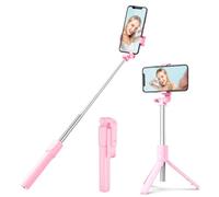 H.May Palo Selfie, Trípode Extensible para Teléfono con Control Remoto, Palo Selfie Trípode Reforzado Estable Compatible con iPhone y Android, Vlogueo, Transmisión, TikTok, Youtube, Rosa