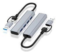 H.May USB C/USB3.0 * 4 Puertos Hub,USB+Type-C 2-en-1 Splitter,Multiple USB Hub 3.0,USB Splitter 4 en 1 USB Extender Compatible con MacBook/Pad Pro/DELL/Laptop etc.