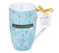 H:)PPY life 49833 - Taza grande con diseño de invierno, porcelana, 50 zul, invierno, Navidad, Papá Noel