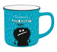 H:PPY life 74523 - Taza de porcelana con texto en alemán "Ausrasten", 55 cl, con cinta de regalo, regalo para novio, novia