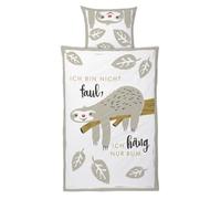 H:)PPYlife 45175 "No Soy vago de Cama, ich häng Solo Rum. Algodón, 2 Piezas, Multicolor, 135 cm x 200 cm, Funda de Almohada de 80 cm x 80 cm