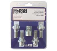 H&R HR Juego de Tornillos Antirrobo Ruedas Coche M12x1.50x28mm Cónico - 4 Tornillos Antirrobo Incl. Adaptador