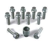 H&R Juego de Tornillos de Rueda Esféricos R14 M14x1.50 - Longitud 43mm - 10 Piezas (PE. Compatible con VAG) - Incl. Tornillos Antirrobo