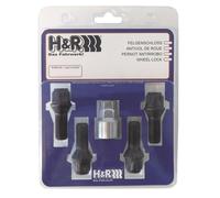 H&R Juego de Tornillos Antirrobo M12x1.50x30mm Cónico Negro - 4 Tornillos Antirrobo Incl. Adaptador