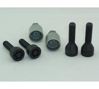 H&R Cerraduras Llanta Cierre de 4 Pcs. Negro M12x1, 5x28 Cabeza Cónica 60 Grado