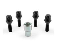 H&R Juego de Tornillos Antirrobo M12x1.50x28mm Cónico Negro - 4 Tornillos Antirrobo Incl. Adaptador