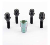 H&R Juego de Tornillos Antirrobo M12x1.50x30mm Cónico Negro - 4 Tornillos Antirrobo Incl. Adaptador