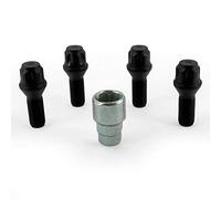 H&R Juego de Tornillos Antirrobo M14x1.50x28mm Cónico Negro - 4 Tornillos Antirrobo Incl. Adaptador