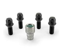 H&R Juego de Tornillos Antirrobo R13 M14x1.50x27mm Esférico Negro - 4 Tornillos Antirrobo Incl. Adaptador